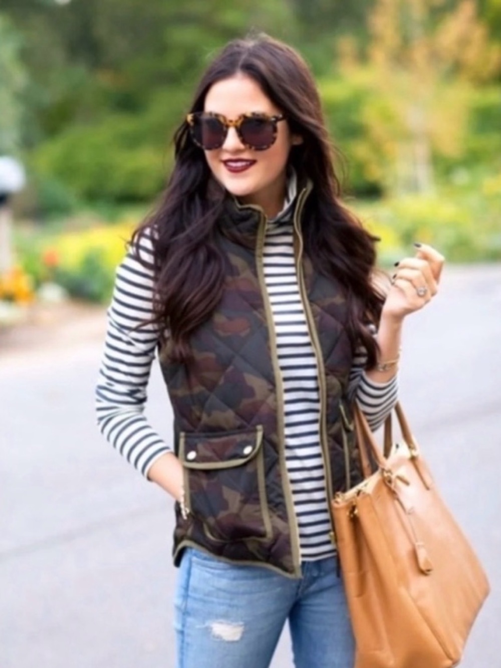 J. Crew Mercantile Green Camo Quilted Vest Size Small Sleeveless Puffer